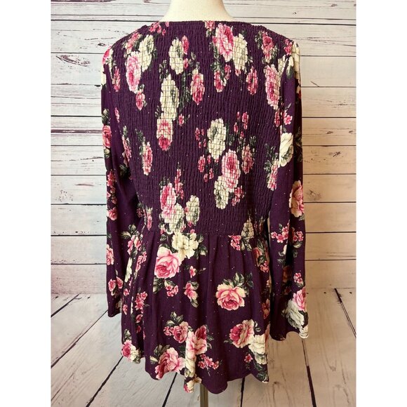 Torrid Babydoll Top Shirt Plus size 1 1X Crinkle Gauze 41365984 Peasant Boho - Picture 7 of 10